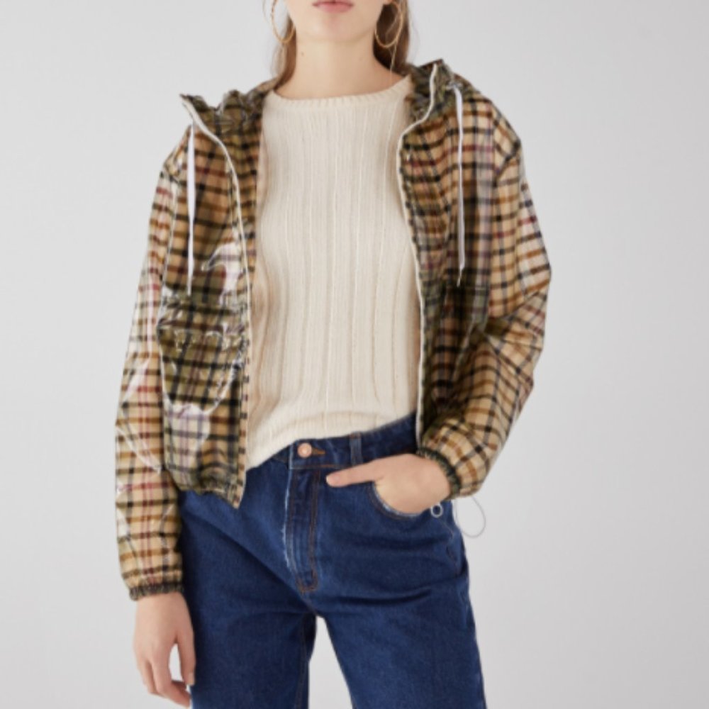 Transparent Plaid Jacket/ Raincoat (XS)